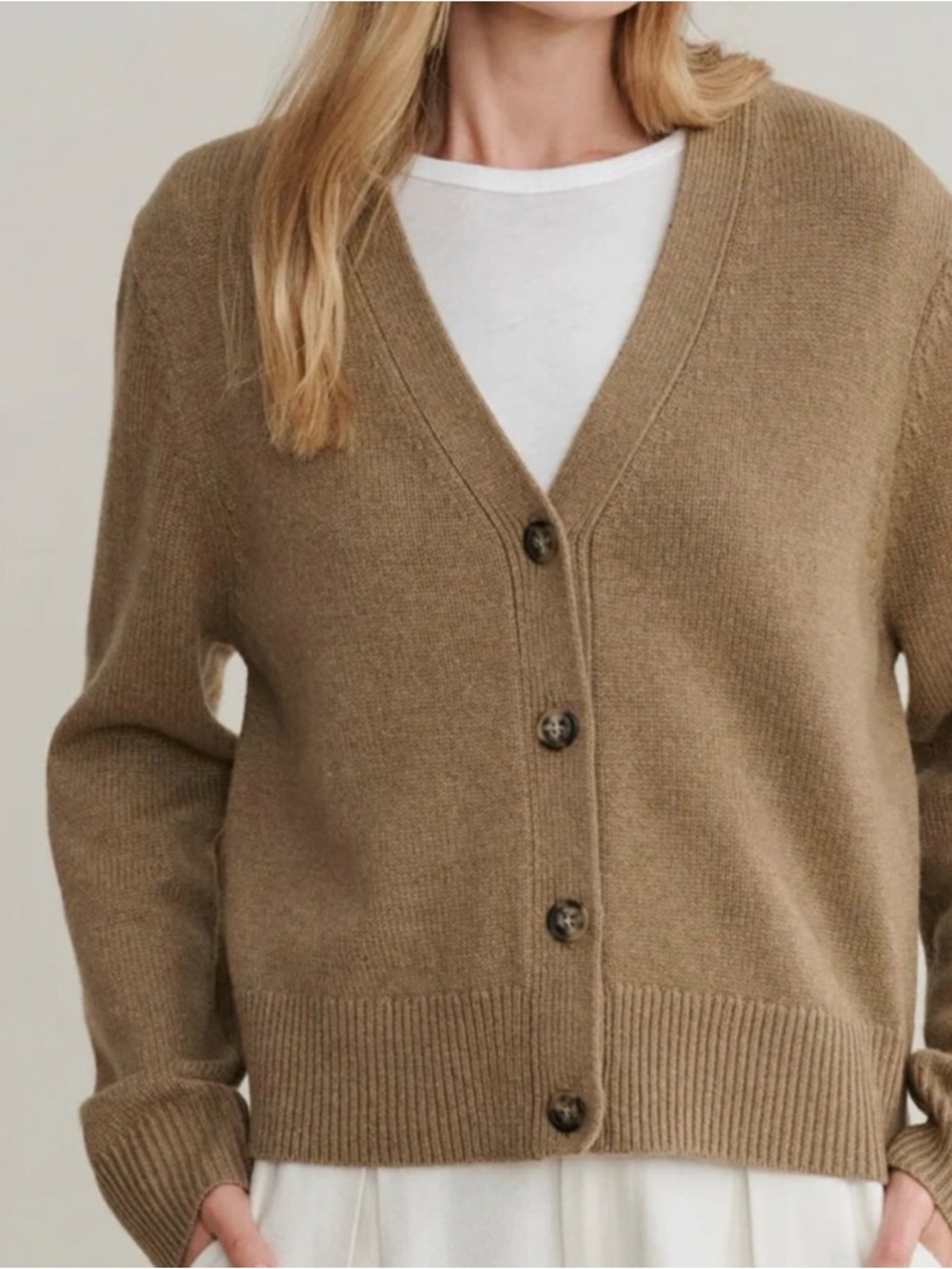 Jenni Kayne Tan V-Neck Button Cardigan